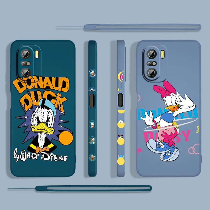 

Anime Donald Cute Disney Phone Case For Xiaomi Redmi K50 K40 K30 Gaming 10X 9 9A 9T 9AT 8 8A Pro 4G 5G TPU Liquid Left Rope Capa