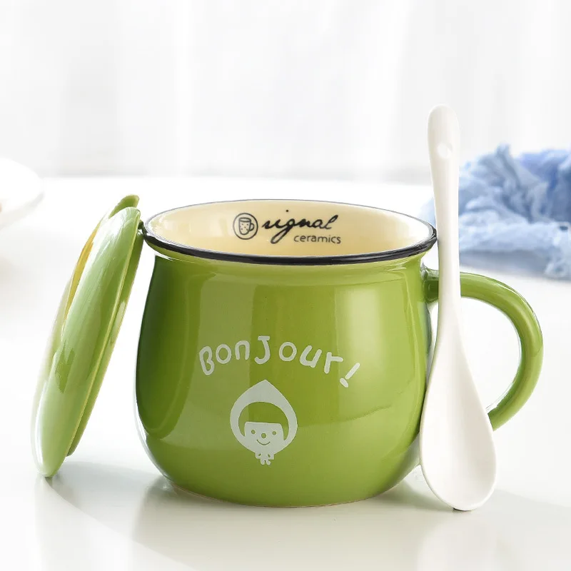 

350ML Retro Ceramic Cup Simple Pot Belly Cup Milk Breakfast Cup Coffee Mug