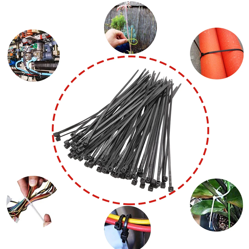 Черный кабельный зажим самоблокирующийся нейлоновый органайзер для