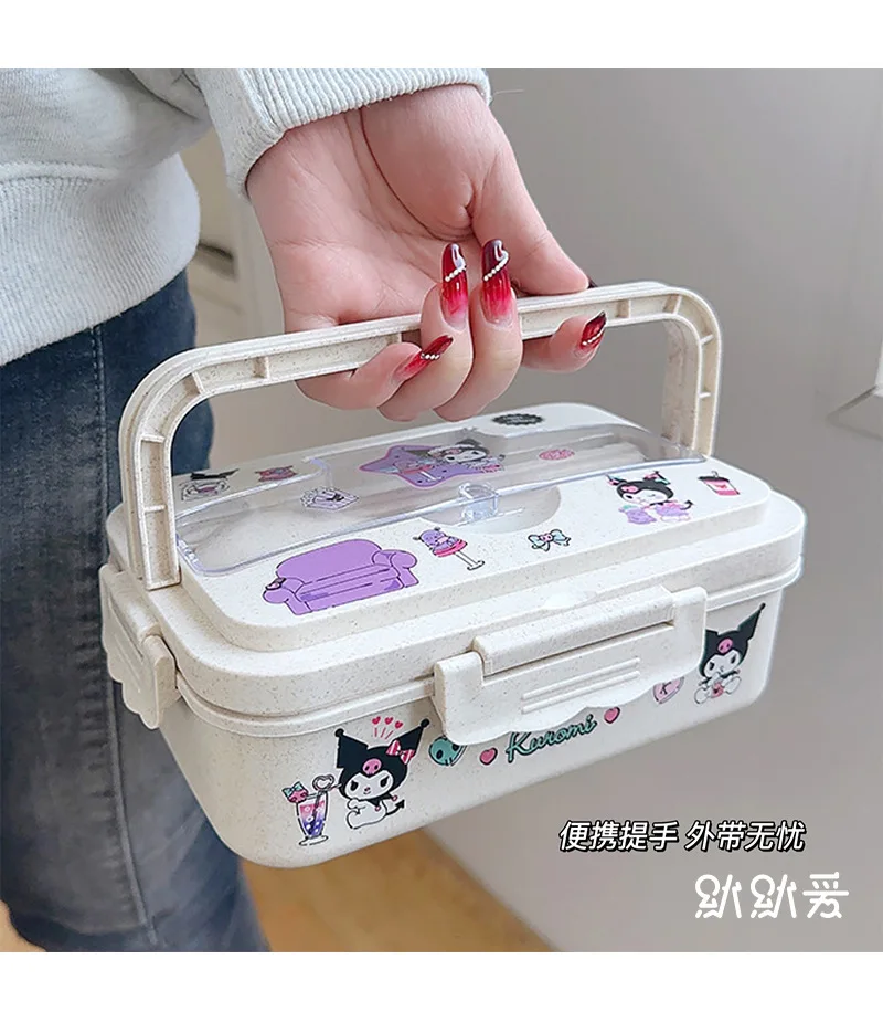 Sanrio Милая Kuromi Melody Bentou коробка большая емкость Cinnamoroll мультфильм Ланч-бокс Diy
