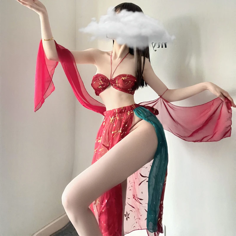 

Women Sexy NightgownLace Lingerie Set Mesh Sling Nightdress Erotic Babydoll Emotional Temptation Nighties See Through Costumes