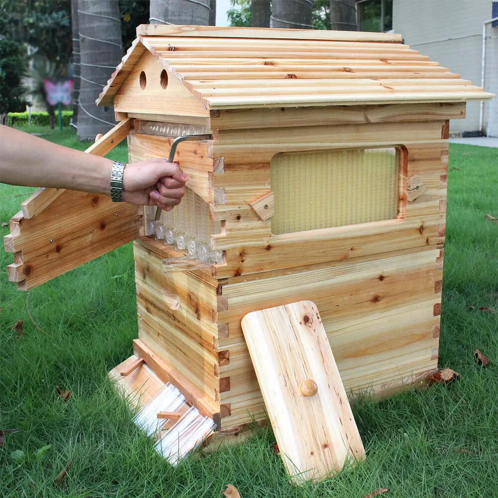

7PCS Free Flowing Honey Hive Beehive Frames Automatic Unique Beehive House Cedarwood Box Bee Hive Supplies Beekeeper US AU Stock