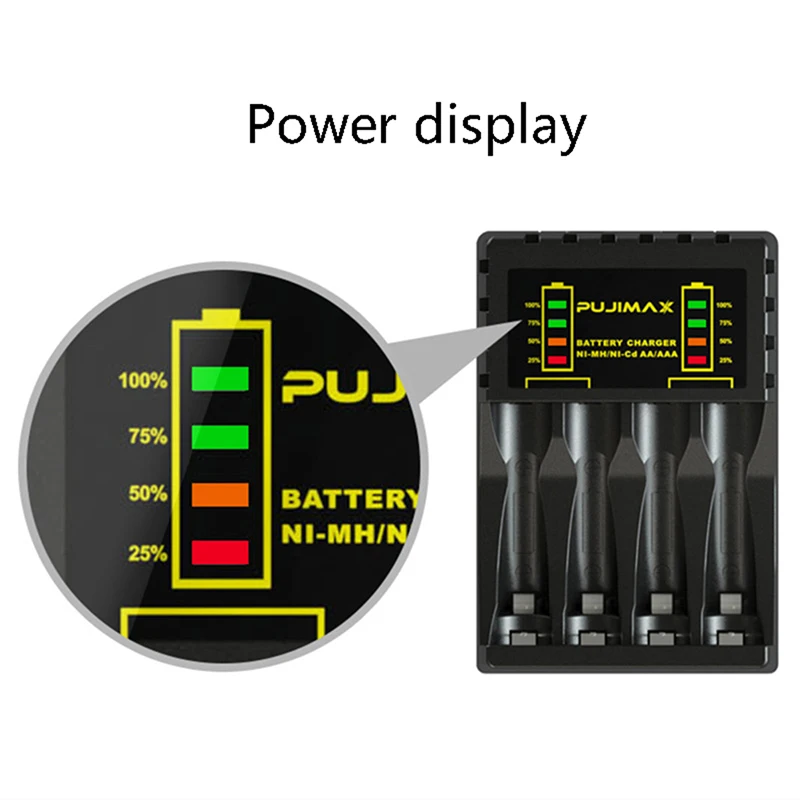 Зарядное устройство с 4 слотами для аккумуляторов AAA/AA защиты от короткого