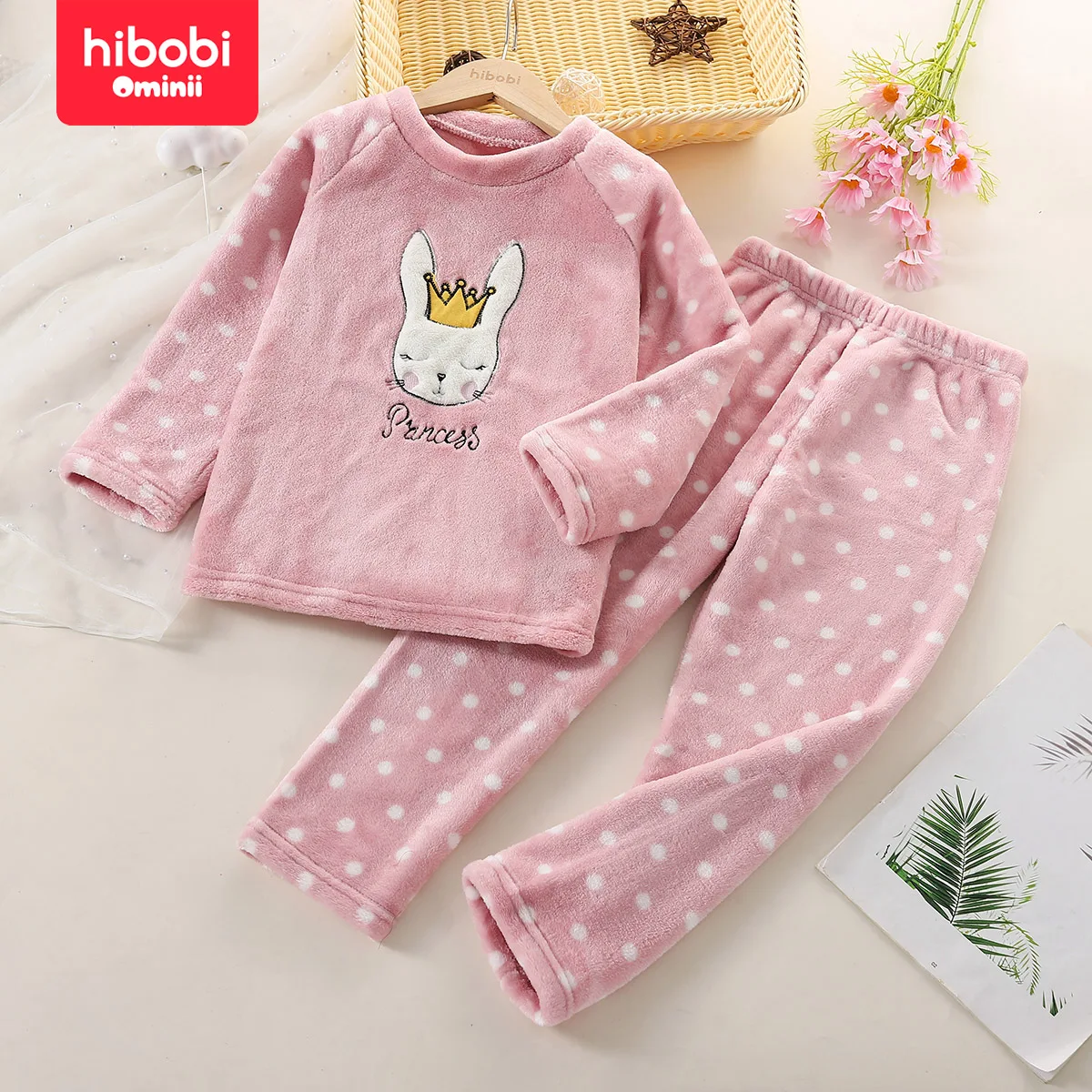 Зимний Женский Пижамный Комплект Hibobi Из 2 Предметов Плюшевый Топ С Длинными