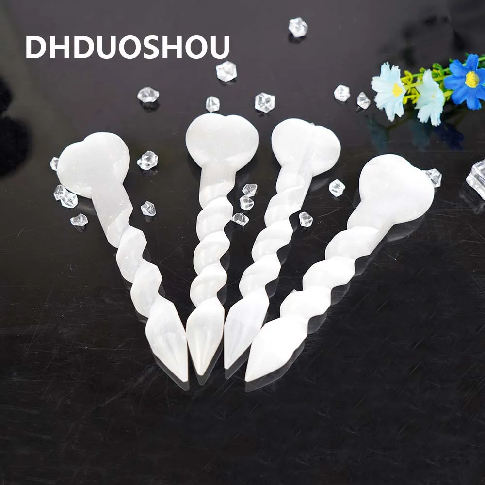 

1PC Natural Crystal White Gypsum Spiral Heart Shaped Selenite Healing Reiki Gemstone Home Meditation Decoration Gifts