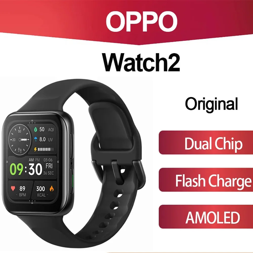 Оригинальные Смарт-часы OPPO Watch2 5 АТМ водонепроницаемые GPS двойной двигатель