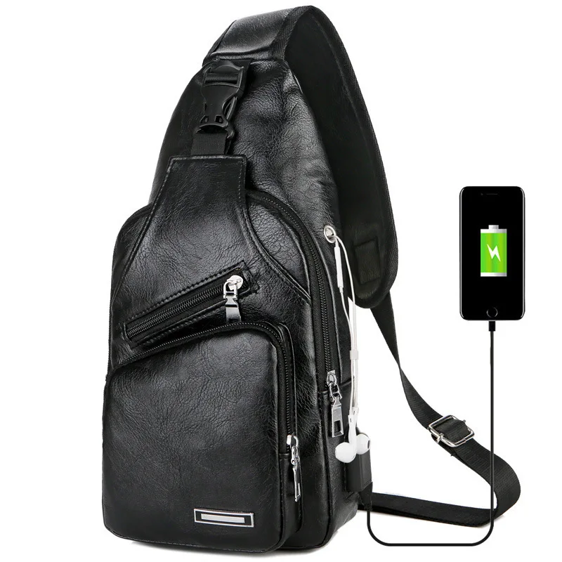

With Chest Multifunction Adjustable Chest Strap Shoulder Single Charging Hole Anti-theft Headset Strap Men's Bag Bag With