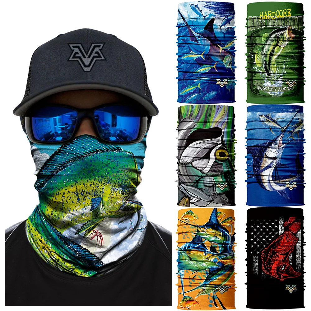 

3D Quick-drying Fishing Bandanas Camping Scarf Cycling Face Mask Fish Shield Scarf Fishing Headwear Men Outdoor sports