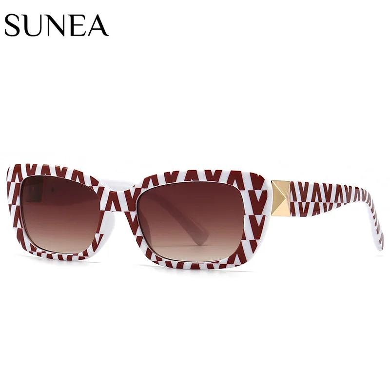 

Women Sunglasses Fashion Rectangle Sunglass Square Rivets Sun Glasses Retro UV400 Gradients Gray Shades Eyewear Gafas De Sol