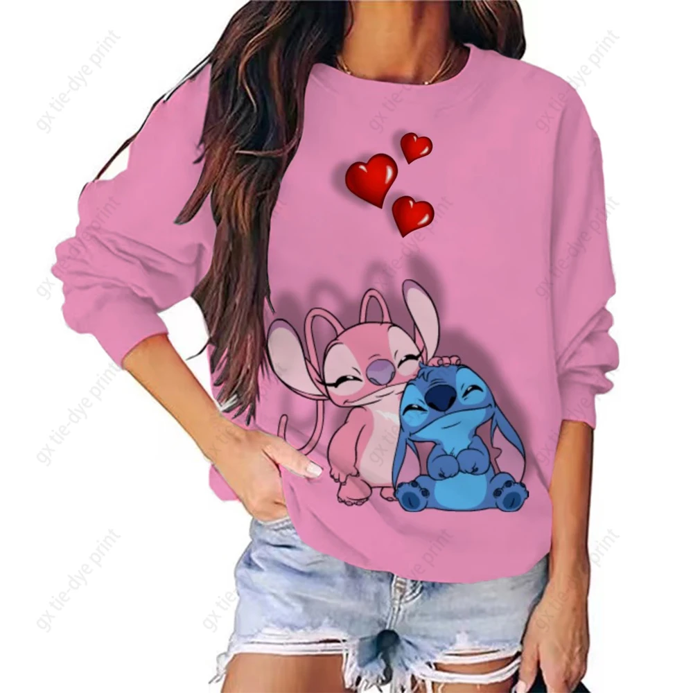 

Disney Mickey Mouse Lilo & Stitch 3d Cute Kawaii Sweatshirt Sweatshirt Women's Round Neck Long Sleeve Women's Korean Sweater Y2k