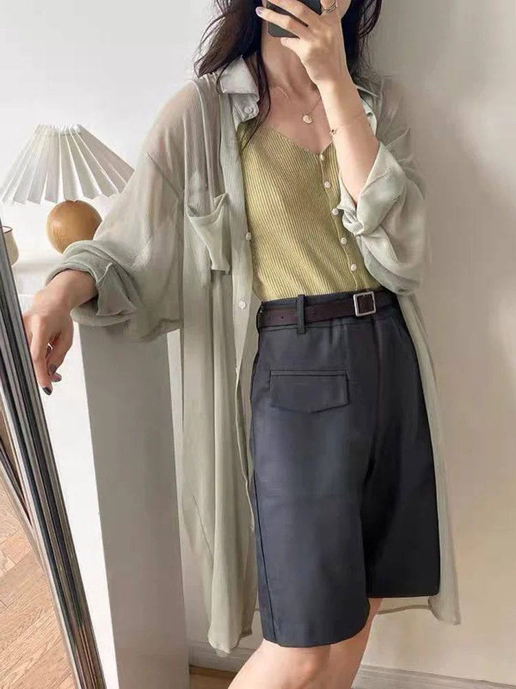 Шикарная однотонная дизайнерская Солнцезащитная рубашка для отпуска Новая