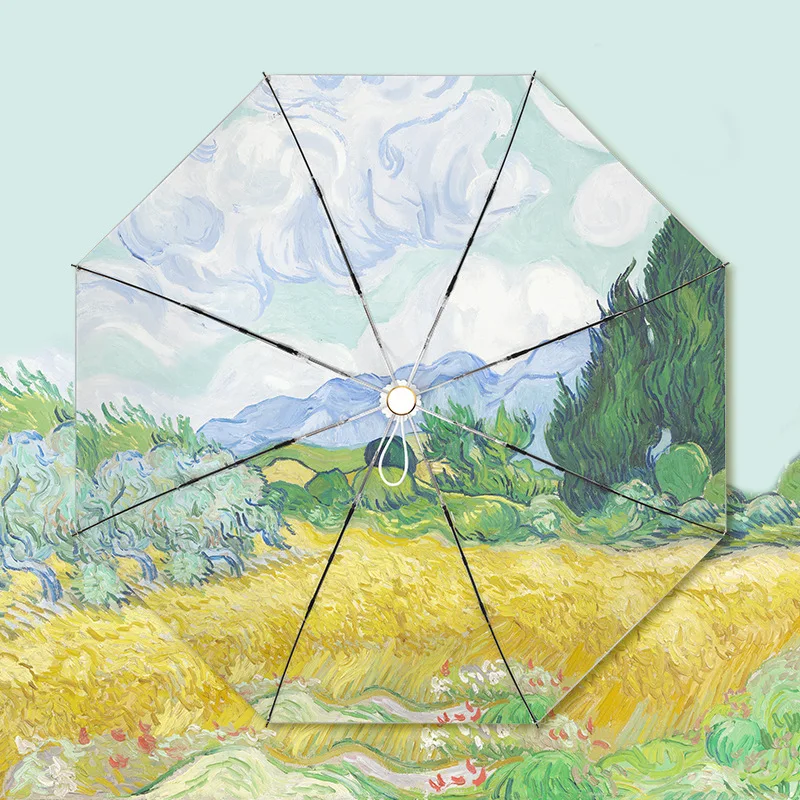 

Масляная живопись прозрачный зонт дождь женский Автоматический и женский ветрозащитный зонтик с 8 ребрами Солнцезащитный УФ-зонтик для улицы