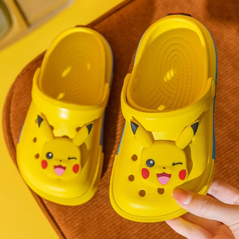 

Летняя детская обувь с дырками и карманами в виде монстра, Детская домашняя Нескользящая пляжная обувь Baotou, крутые Тапочки