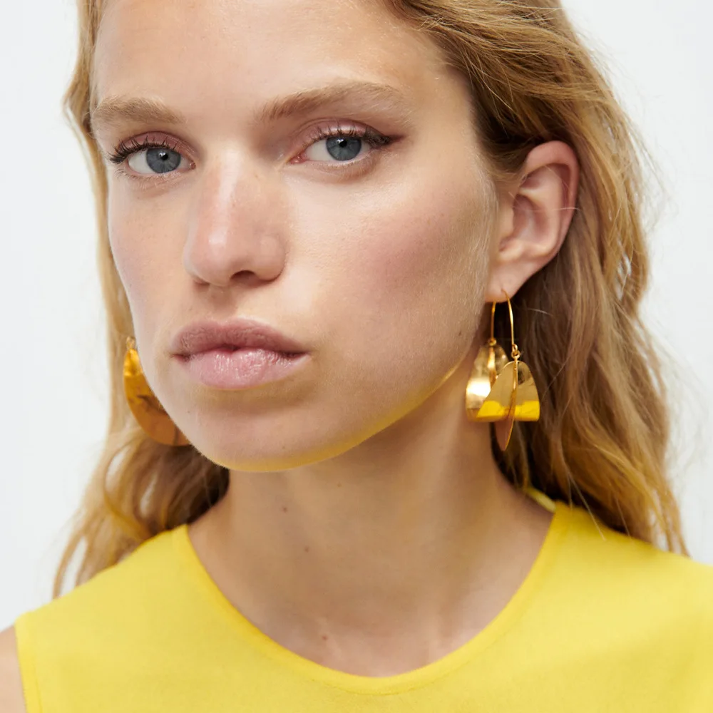 

Za Retro Vintage Metal Moon Dangle Earring for Women Bohemia Elegant Geometric Alloy Round Statement Drop Earrings Accessories