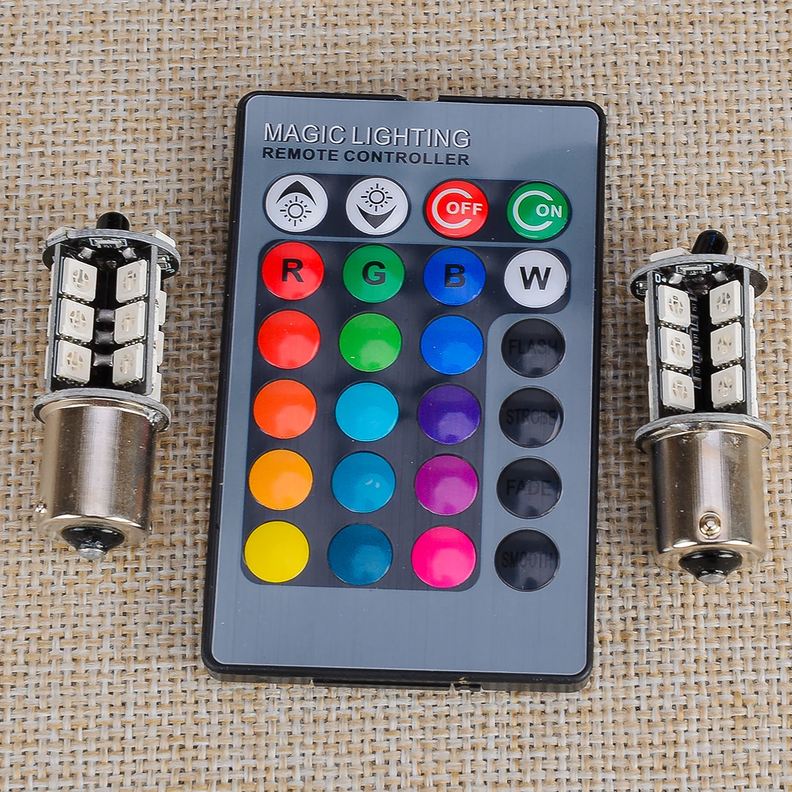 2 шт. 1156 BA15S P21W 382 27SMD 5050 RGB светодиодные лампы заднего хода стоп-сигнала DRL с пультом