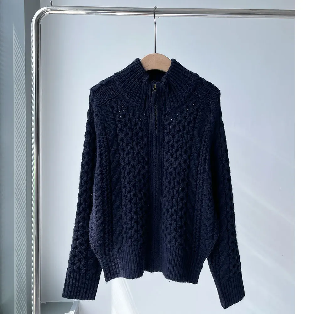 

2021 Autumn and Winter New Simple 100% Pure Cashmere Sweater Knitted Thick Coat Cardigan