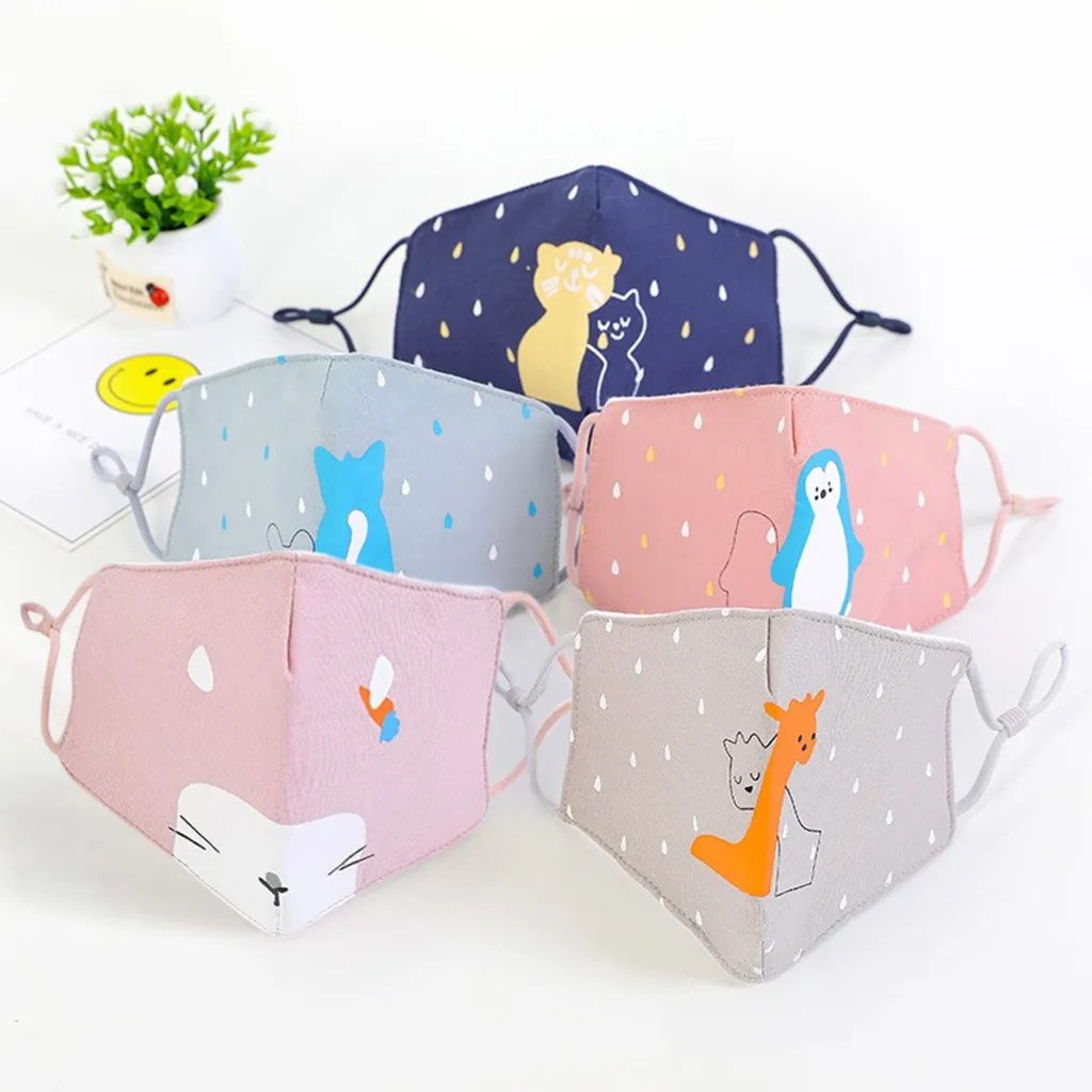 

1PCS Child Kids Mask Cartoon Print Adjustable Filter Safet Protect Cotton Mask Mouth Cover mascarillas cubrebocas маска