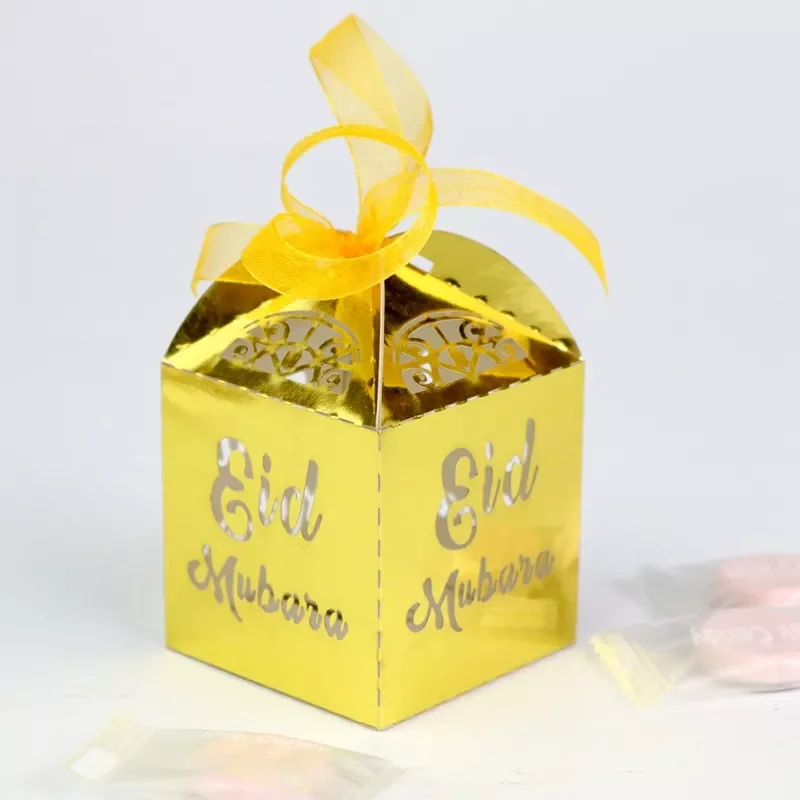 

10pcs Eid Mubarak Candy Box Favor Box Ramadan Kareem Gift Boxes Islamic Muslim Festival Happy al-Fitr Eid Event Party Supplies