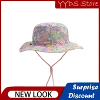 childrens hat spring and summer printed thin mesh breathable fisherman hat sunscreen baby cute flower sunshade hat