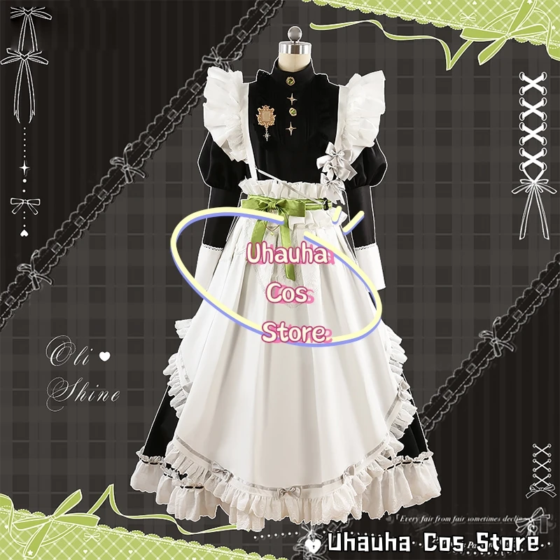 Nu: Карнавальный оливиновый костюм для косплея наряд горничной длинное платье