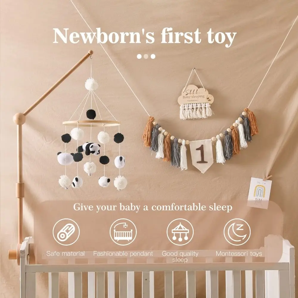

New Bracket Newborn Holder Baby Toy Hanging Toys Panda Bed Bell Infant Crib Toys