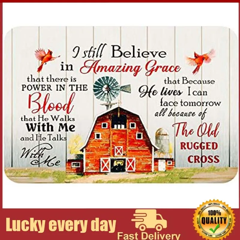 

AMELIA SHARPE Vintage Metal Signs Cardinal Bird and Windmill I Still Believe in Amazing Grace Bedroom Wall Decoration Tin Signs