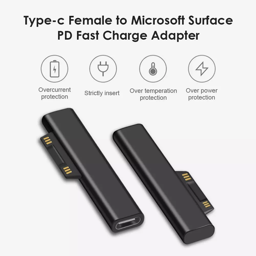 

Type C PD Fast Charging Plug Converter for microsoft Surface Pro 3 4 5 6 Go USB C Female Adapter Connector for Surface Book