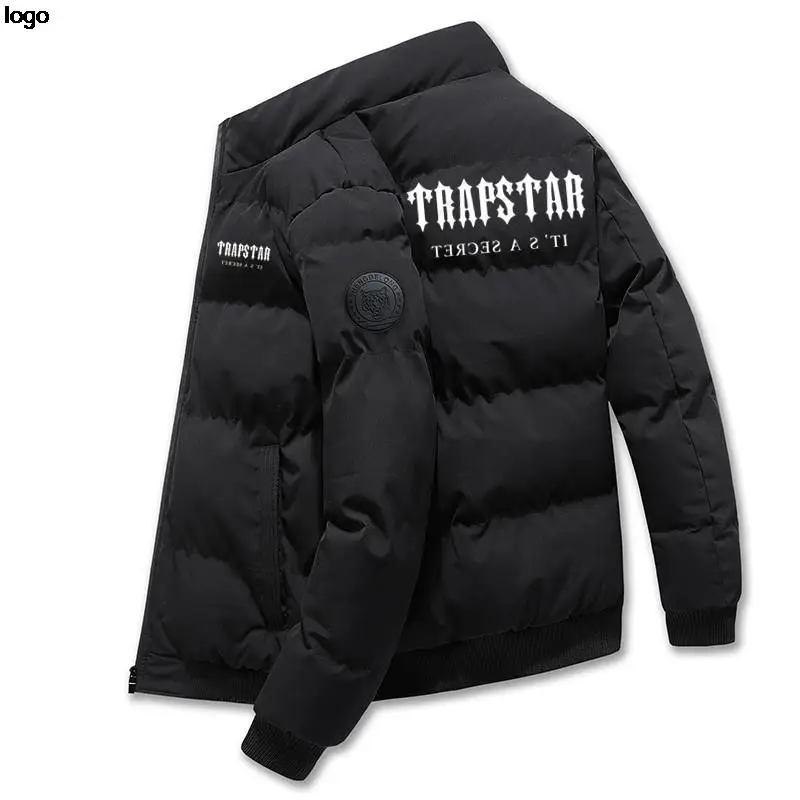 2022 New Men's Padded TRAPSTAR Printed Jacket Autumn and Winter Warm and Windproof Large Size Stand Collar Short Padded Jacket