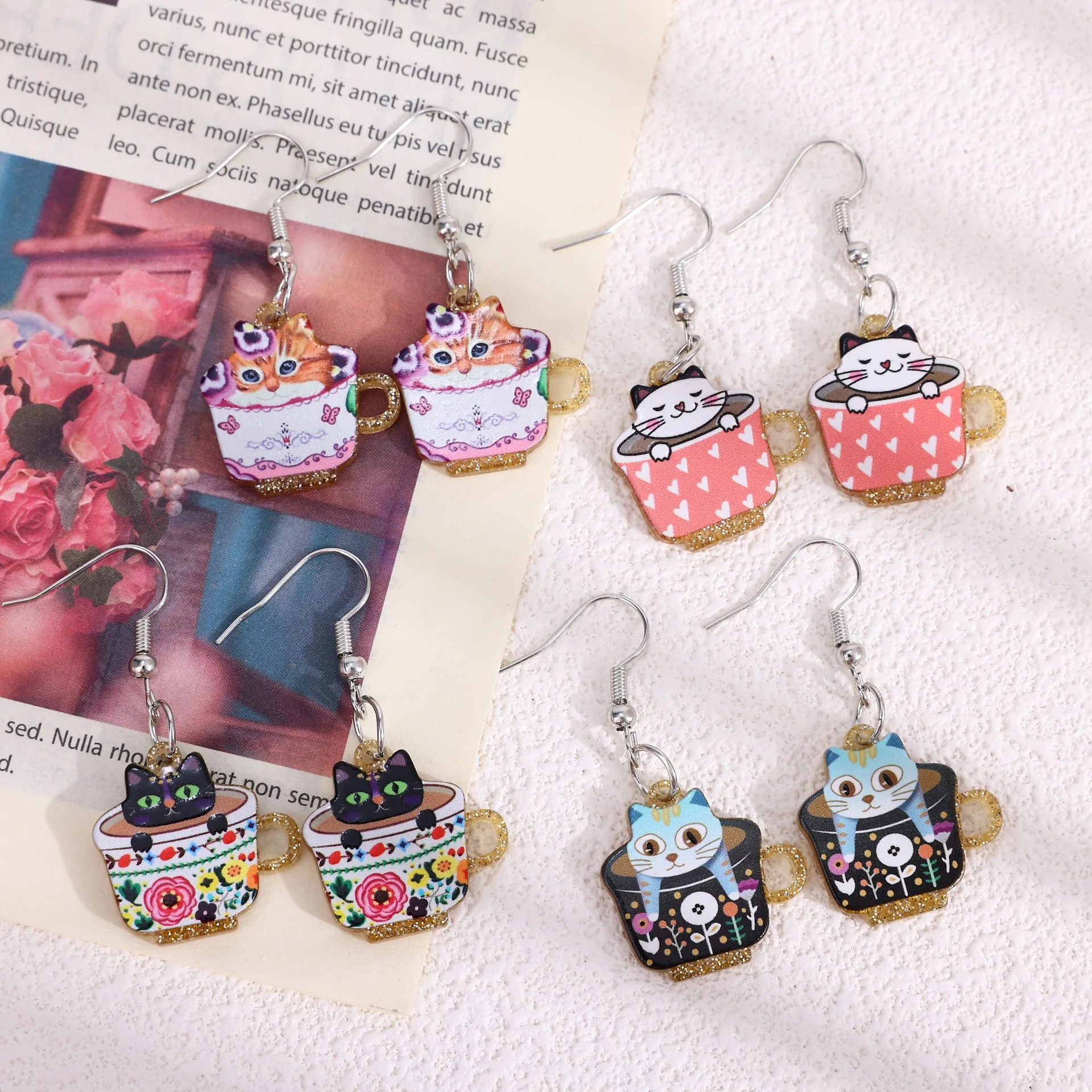 Женские акриловые серьги-подвески в виде кофейной чашки