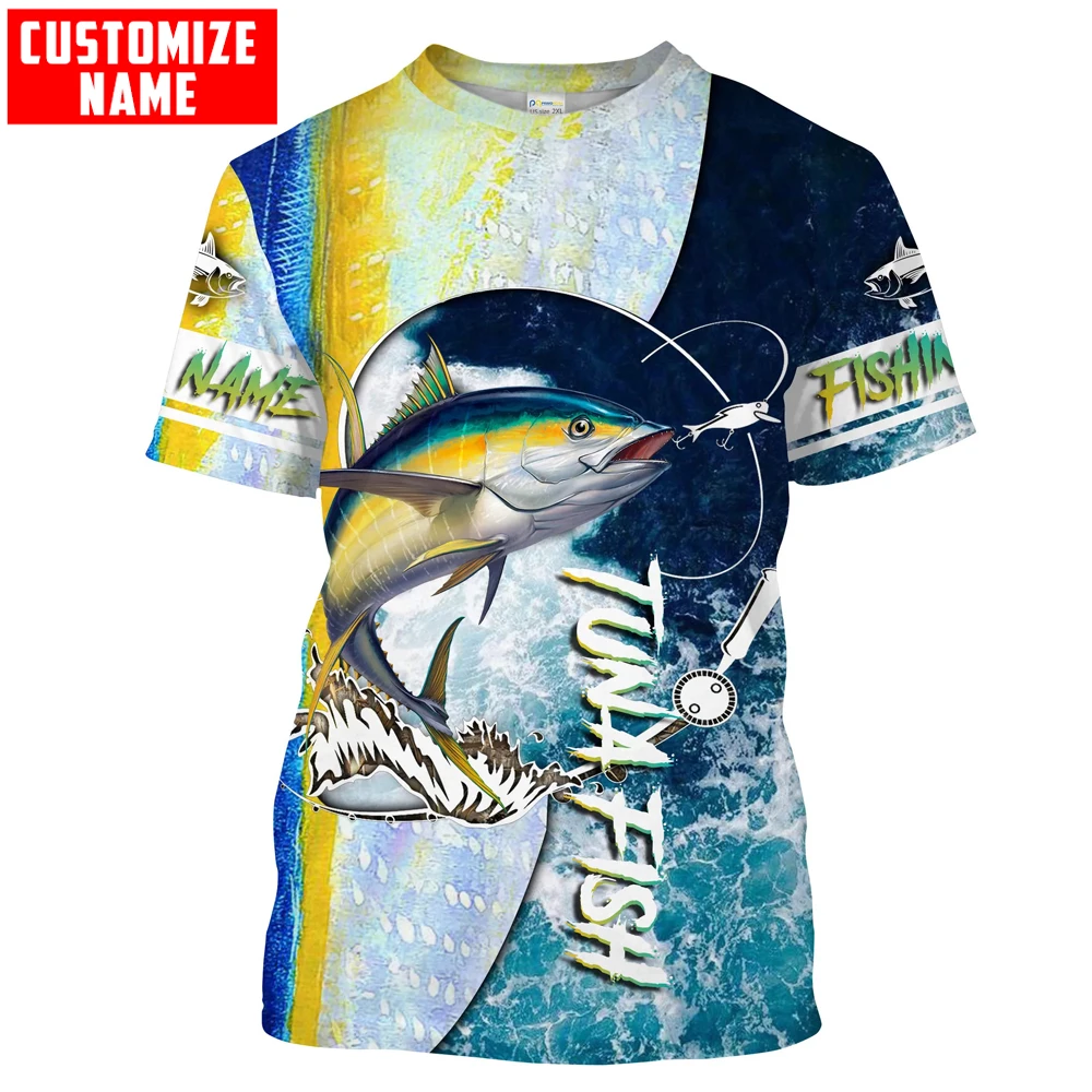 

Футболка TX271 мужская повседневная, крутая летняя рубашка с 3D принтом, с рисунком тунца, морской рыбы, океана, голубого цвета