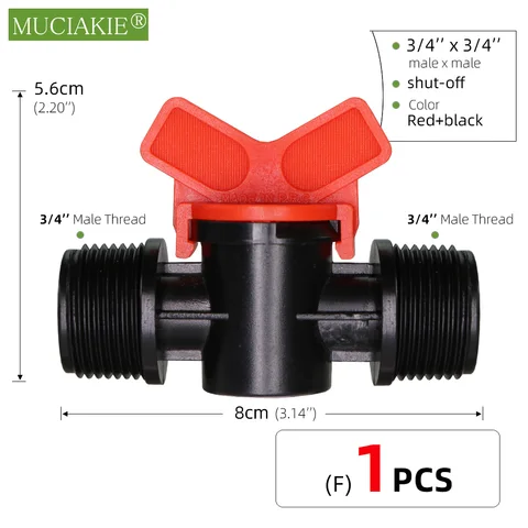 Муциakie, 1 шт., резьба 1/2 дюйма, 3/4 дюйма, адаптер для полива, запорный клапан для садового орошения, соединительные фитинги для капельного крана
