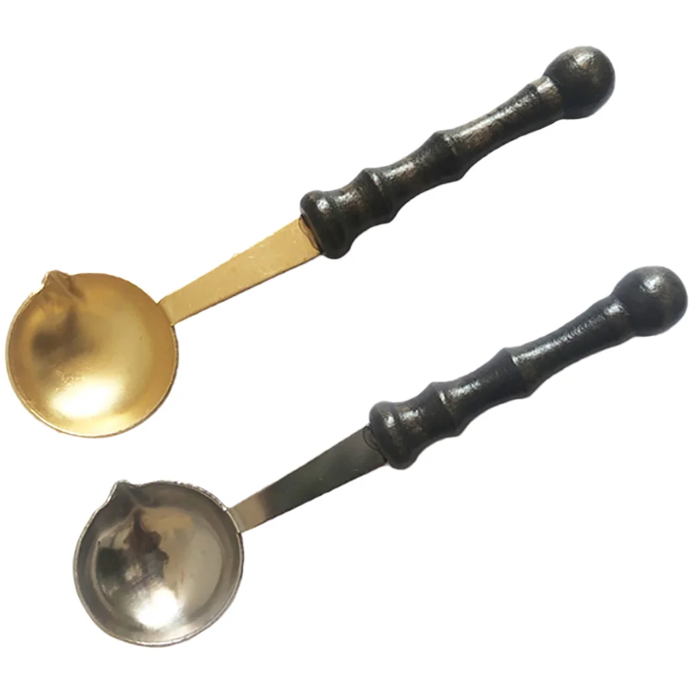 

2 Pcs Envelope Seal Spoon Creative Wax Stamp Supply Portable Melting Spoons Sealing