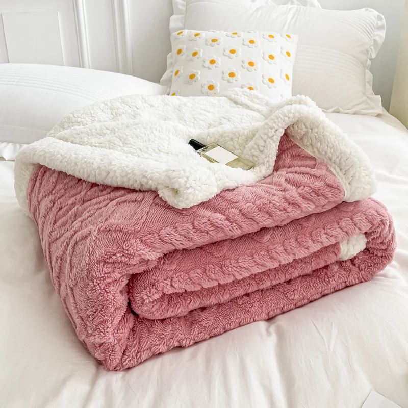 

2023 New Winter Thick Plush Plaid Blanket Soft Warm Bed Blanket Fluffy Sheet Sofa Cover Blanket Office Hotel Home Decoration