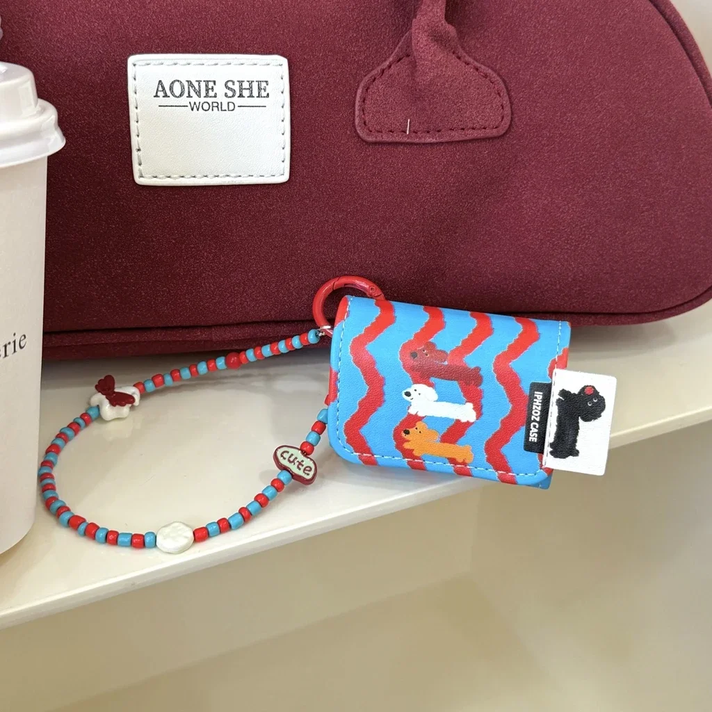 Противоударный защитный чехол для AirPods 1 или 2 3 Pro из мягкой кожи с подвеской в