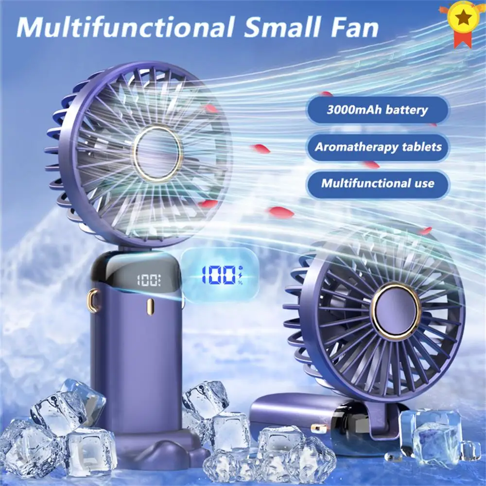 

New Digital Fan Neck Desktop 2023 Display With Folding Fan Portable Lan Handheld Electric Headed Office Multifunctional Small