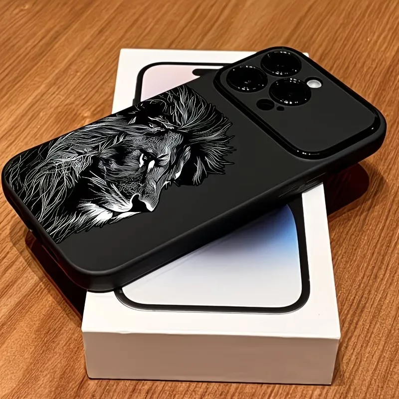 Фото Чехол для телефона с рисунком черного льва для iPhone 17 16 15 14 13 12 11 Pro Max 16Plus X XS XR, противоударный, матовый, из мягкого силикона, с бампером №2