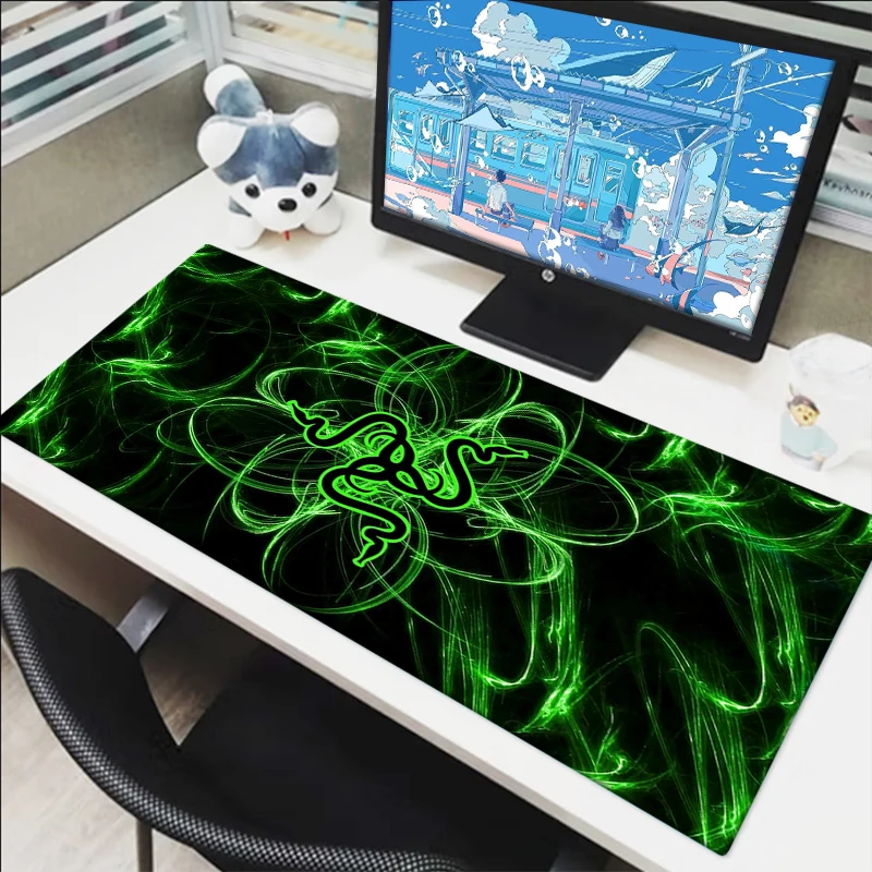 Razer Gaming Mouse Pad Desk Accessories Anime Keyboard Mat Gamer Cartoon Mousepad Deskmat Pc Desk Protector Extended Mouse Pads