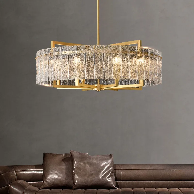 

Art LED Chandelier Pendant Lamp Light Modern Copper Luxury Dining Living Villa Bedroom Hanging Simple Home Deco Round Fixtures