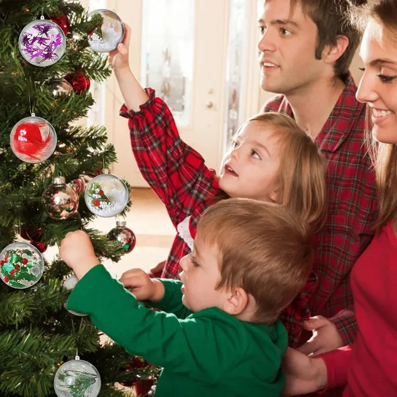 Прозрачный пластиковый шар для рождественской елки 1/24 шт