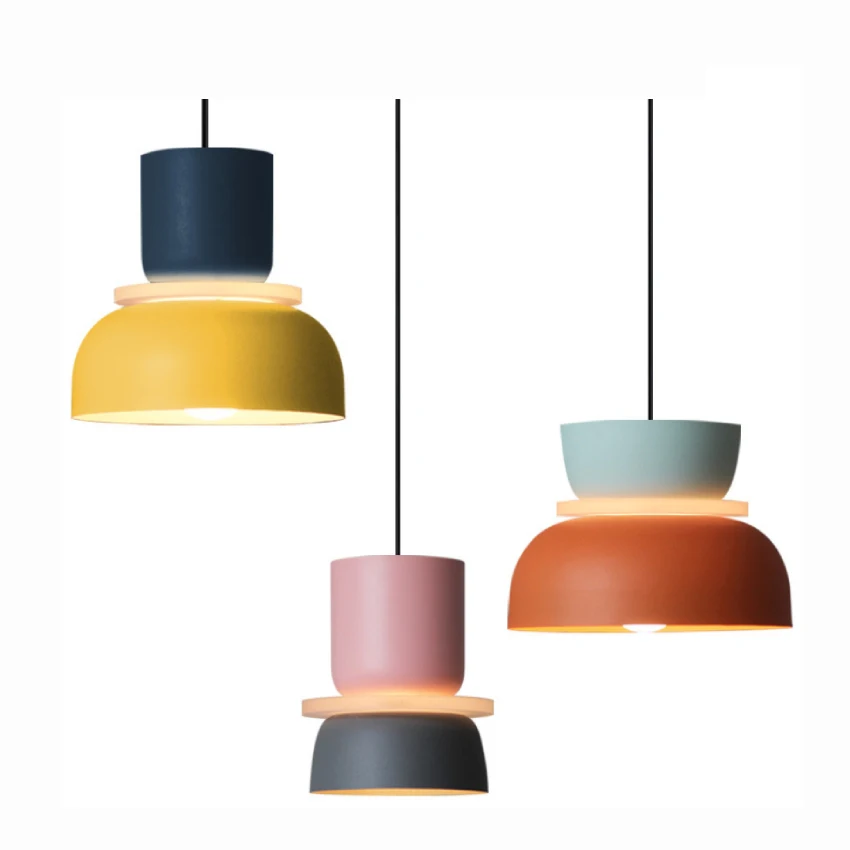 Modern Nordic LED Macaron Color Chandeliers Living Study Bar Dining Room Pendant Lights Bedside Bedroom Simple Indoor Lighting