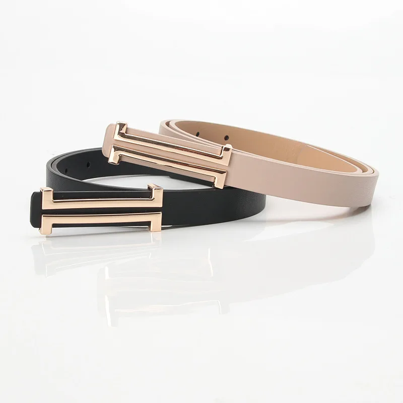 

GOOWAIL Fashion Trend Women's Belts Metal Buckle Solid Color Female Belt For Ladies Jeans Dress Soft Pu Leather Waistband