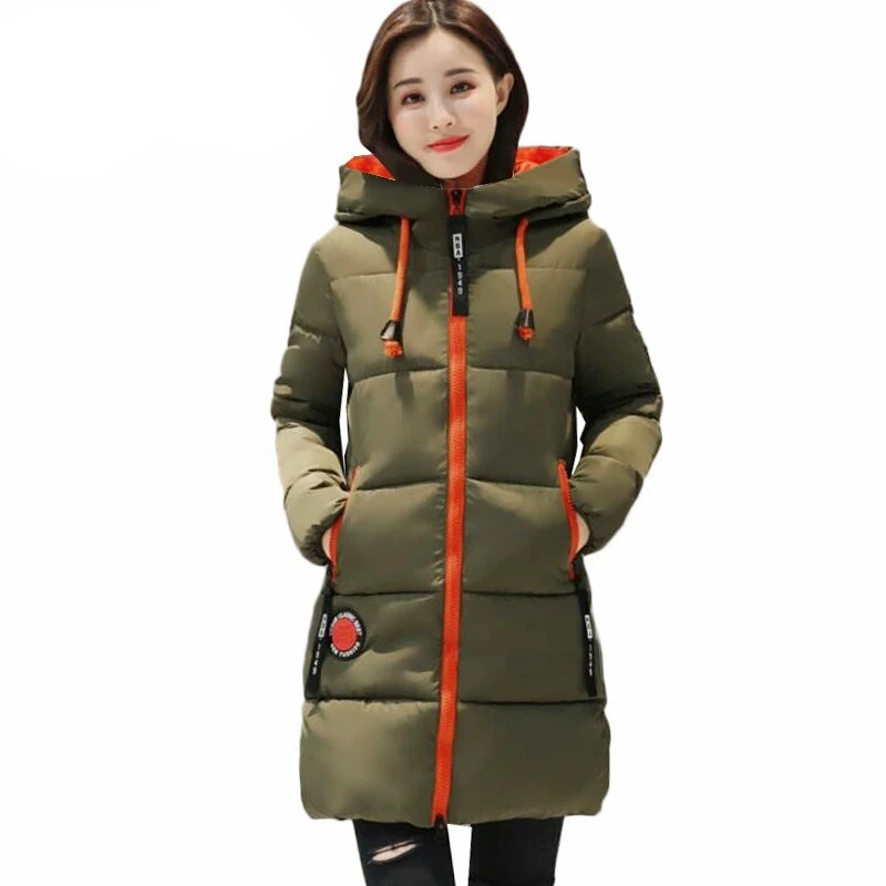 2022 New Woman Zipper Hooded Long Sleeve Parka Plus Size Warm Puffer Jacket Women Winter Coat Fashion Slim Down Cotton Outwear