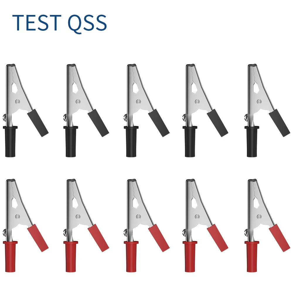 

QSS 10PCS Alligator Crocodile Clips Electrical Clamp Clips for 4MM Banana Jack Test Prode DIY Electrical Tools Q.60008