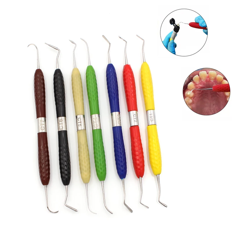 7PCS/Set Dental Resin Filler Aesthetic Restoration Kit Fit For Resin Knife Plastic Dresser With Silicone Handle Dentistry Tools