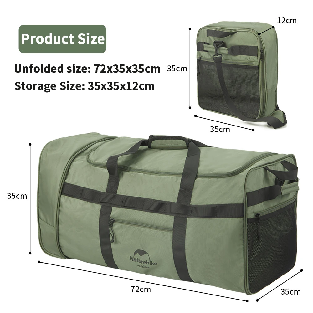 w kempingu Naturehike Przenośna składana torba podróżna na zewnątrz o dużej pojemności kółkach z kółkiem Składana bagaż