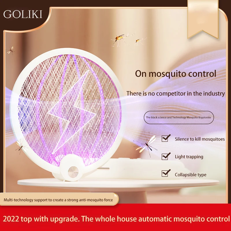 Matamosquitos eléctrico plegable, raqueta antimosquitos, recargable por USB, Exterminador de mosquitos eléctrico