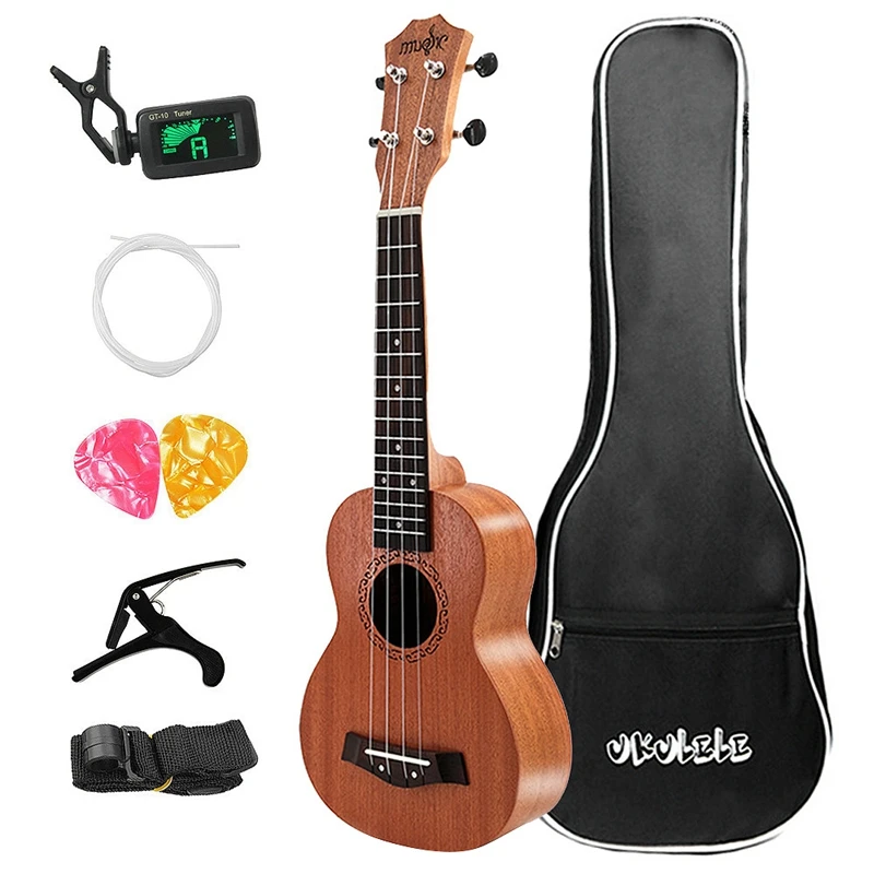 

21 Inch Soprano Ukulele Set Sapele Wood 21Inch Hawaii Uke 4 Strings Mini Guitar Rosewood Fingerboard Neck For Beginner