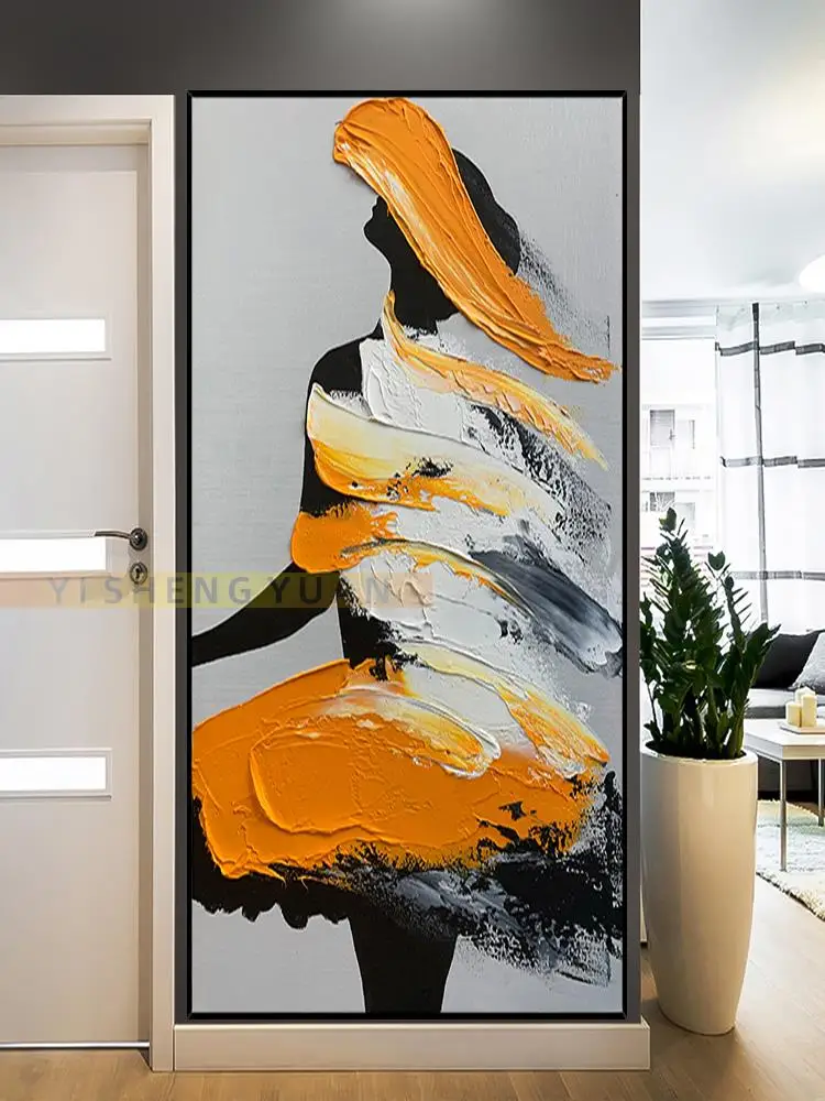 

Желтая черная текстура Современная 100% картина ручной росписи холст Изысканная композиция умная ручная роспись настенное искусство без рам...