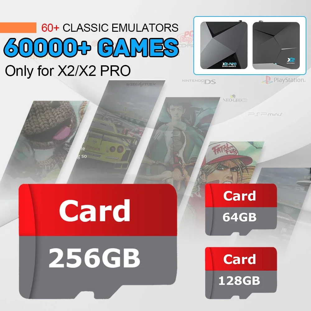 Фото Игровая карта Kinhank, подходящая для консоли X2/X2 Pro, ретро игровые консоли для PSP/PS1/DC/Sega Sature /DC/MAME, 60000 игр №1