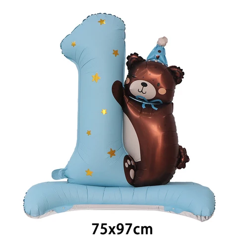Синий розовый стоячий медведь воздушный шар WILD FRUIT